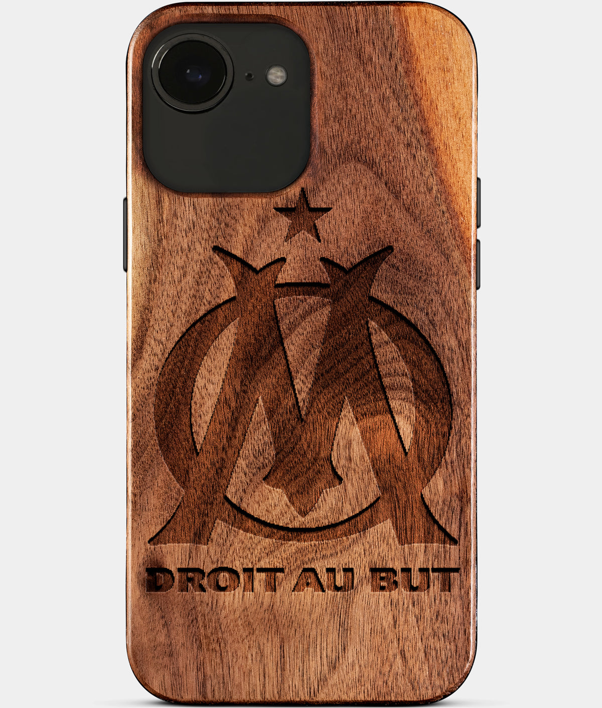 Eco-friendly Olympique De Marseille iPhone 17e Case - Carved Wood Custom Olympique De Marseille Gift For Him - Monogrammed Personalized iPhone 17e Cover By Aldergrove & Oak