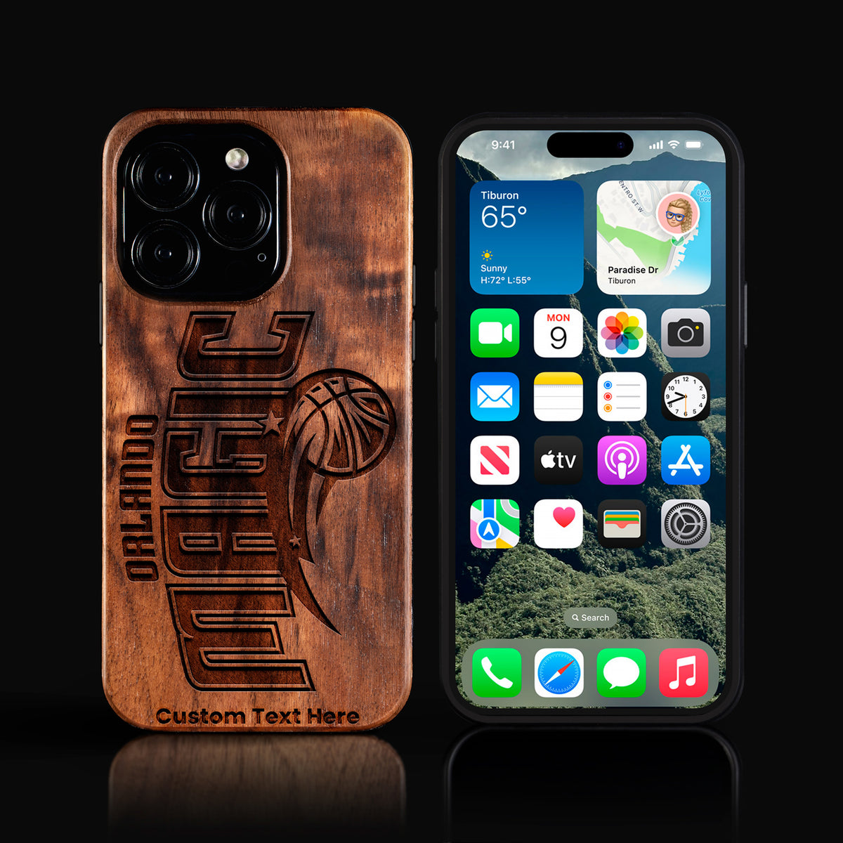 Custom Orlando Magic iPhone 16/16 Pro/16 Pro Max/16 Plus Case - Carved Wood Magic Cover