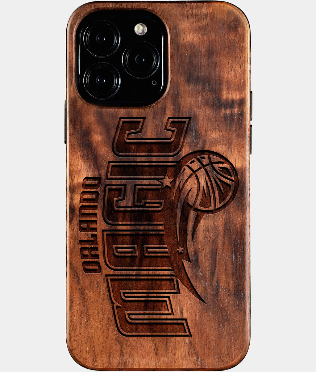 Custom Orlando Magic iPhone 16/16 Pro/16 Pro Max/16 Plus Case - Wood Magic Cover - Eco-friendly Orlando Magic iPhone 16 Case - Carved Wood Custom Orlando Magic Gift For Him - Monogrammed Personalized iPhone 16 Cover By Aldergrove & Oak