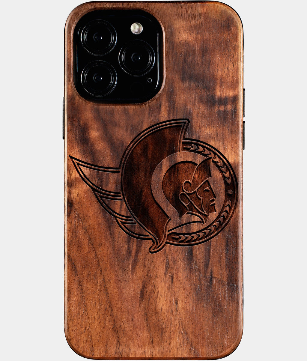 Custom Ottawa Senators iPhone 16/16 Pro/16 Pro Max/16 Plus Case - Wood Senators Cover - Eco-friendly Ottawa Senators iPhone 16 Case - Carved Wood Custom Ottawa Senators Gift For Him - Monogrammed Personalized iPhone 16 Cover By Aldergrove & Oak
