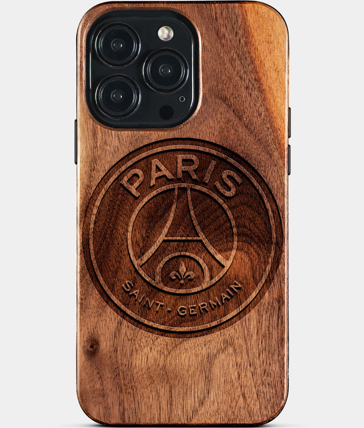 Custom Paris Saint Germain F.C. iPhone 15/15 Pro/15 Pro Max/15 Plus Case - Wood Paris Saint Germain FC Cover - Eco-friendly Paris Saint Germain FC iPhone 15 Case - Carved Wood Custom Paris Saint Germain FC Gift For Him - Monogrammed Personalized iPhone 15 Cover By Aldergrove & Oak