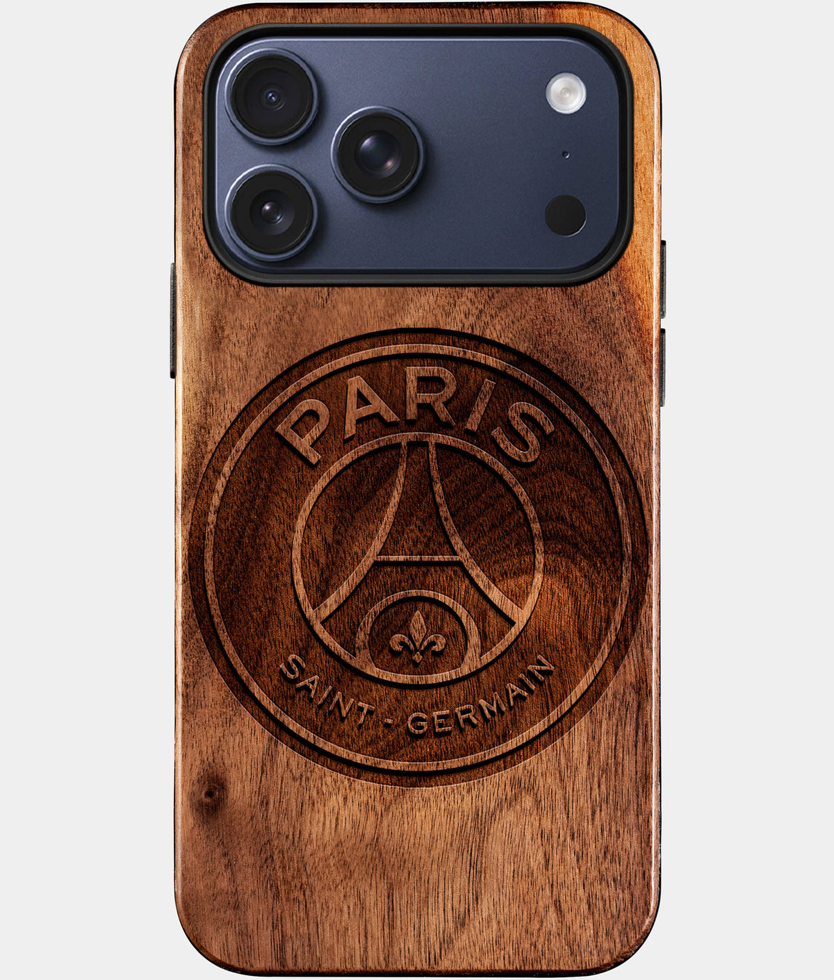 Custom Paris Saint Germain iPhone 17/17 Pro/17 Pro Max/17 Air Case - Wood PSG Cover - Eco-friendly Paris Saint Germain iPhone 17 Case - Carved Wood Custom Paris Saint Germain Gift For Him - Monogrammed Personalized iPhone 17 Cover By Aldergrove & Oak