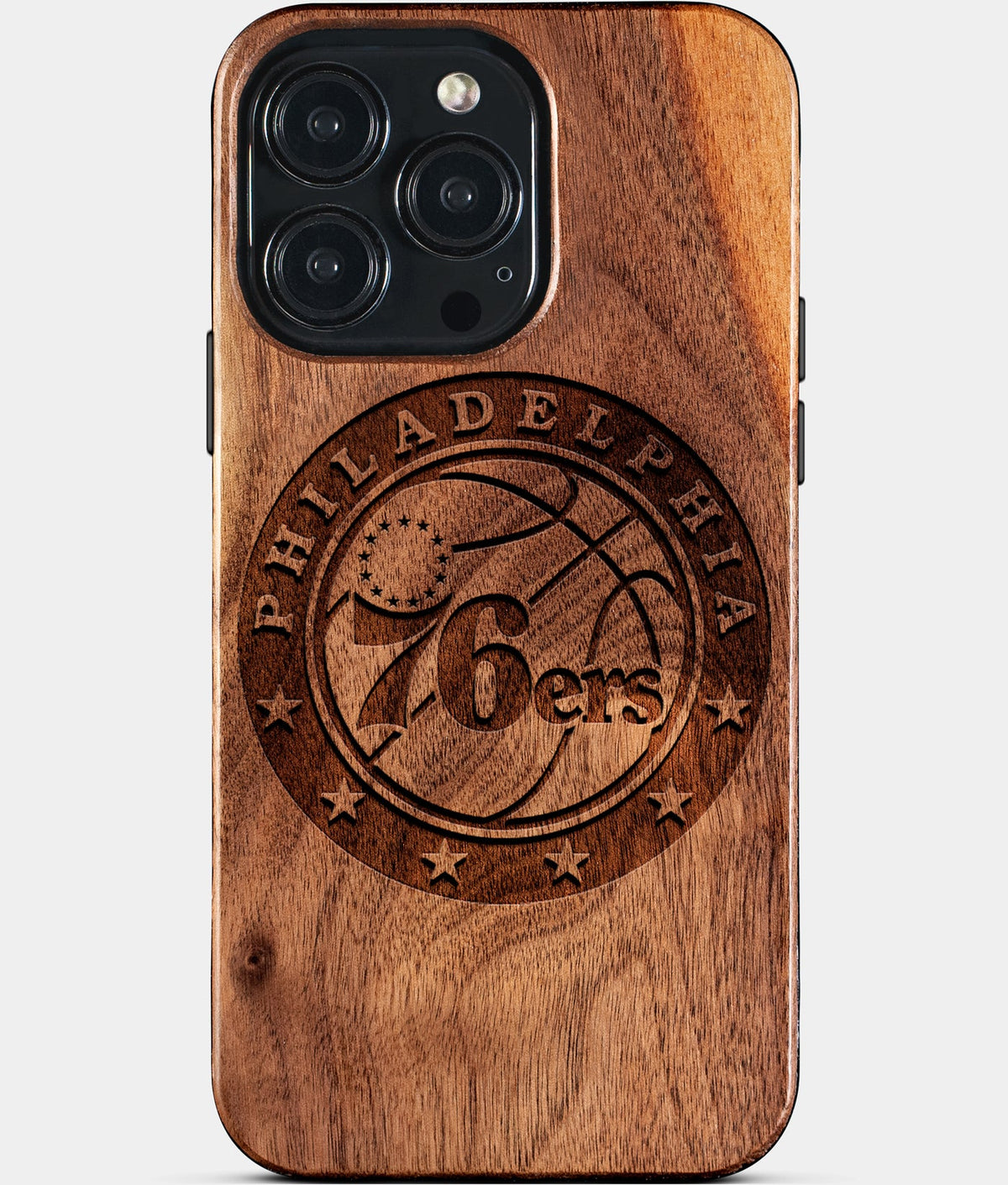Custom Philadelphia 76Ers iPhone 15/15 Pro/15 Pro Max/15 Plus Case - Wood 76Ers Cover - Eco-friendly Philadelphia 76Ers iPhone 15 Case - Carved Wood Custom Philadelphia 76Ers Gift For Him - Monogrammed Personalized iPhone 15 Cover By Aldergrove & Oak