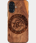Eco-friendly Philadelphia 76Ers iPhone 17 Case - Carved Wood Custom Philadelphia 76Ers Gift For Him - Monogrammed Personalized iPhone 17 Cover By Aldergrove & Oak