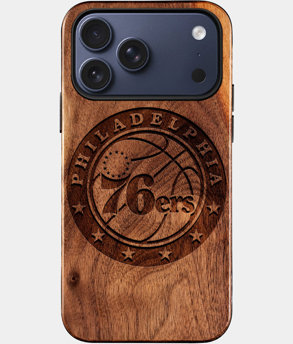 Custom Philadelphia 76Ers iPhone 17/17 Pro/17 Pro Max/17 Air Case - Wood 76Ers Cover - Eco-friendly Philadelphia 76Ers iPhone 17 Case - Carved Wood Custom Philadelphia 76Ers Gift For Him - Monogrammed Personalized iPhone 17 Cover By Aldergrove & Oak
