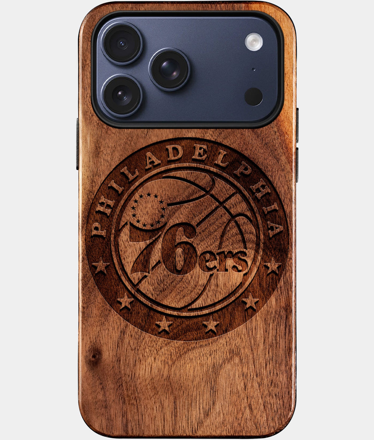 Custom Philadelphia 76Ers iPhone 17/17 Pro/17 Pro Max/17 Air Case - Wood 76Ers Cover - Eco-friendly Philadelphia 76Ers iPhone 17 Case - Carved Wood Custom Philadelphia 76Ers Gift For Him - Monogrammed Personalized iPhone 17 Cover By Aldergrove & Oak