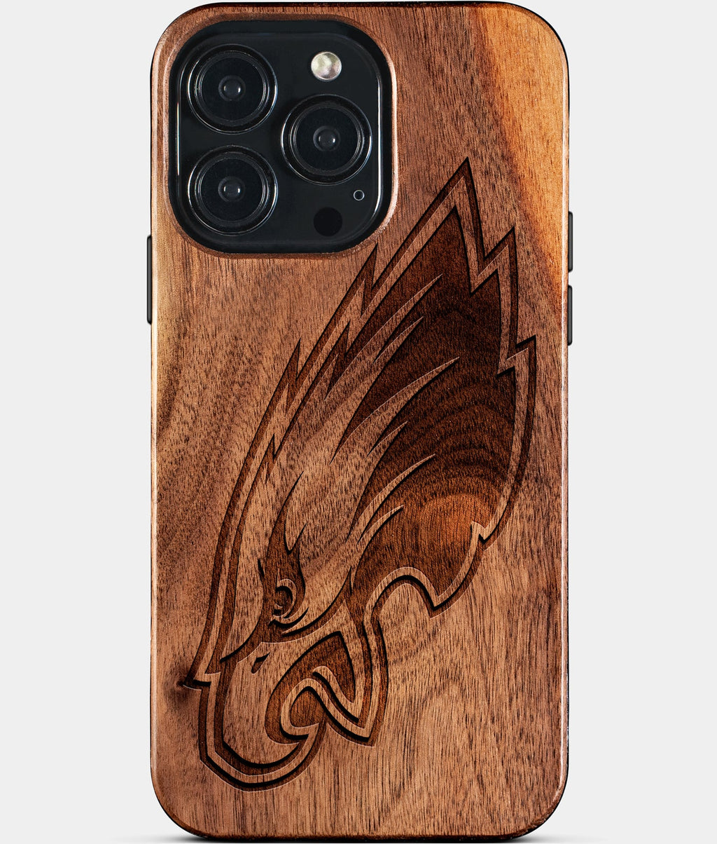 Custom Philadelphia Eagles iPhone 15/15 Pro/15 Pro Max/15 Plus Case - Wood Eagles Cover - Eco-friendly Philadelphia Eagles iPhone 15 Case - Carved Wood Custom Philadelphia Eagles Gift For Him - Monogrammed Personalized iPhone 15 Cover By Aldergrove & Oak