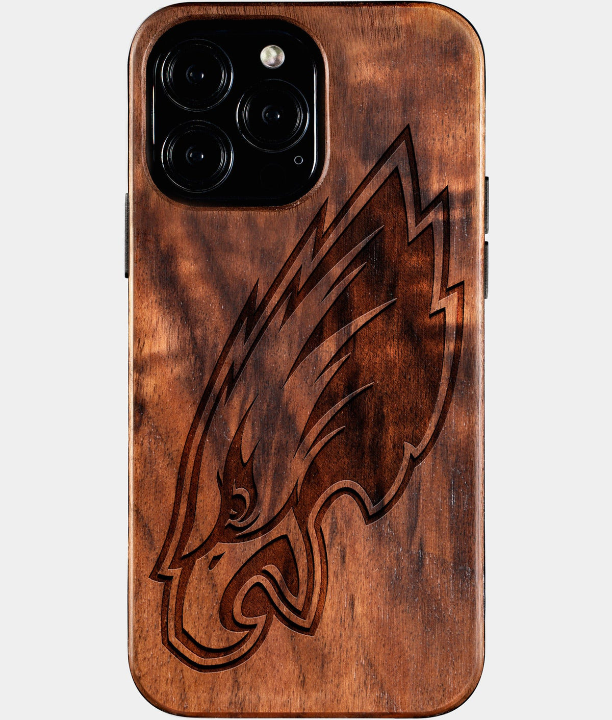 Custom Philadelphia Eagles iPhone 16/16 Pro/16 Pro Max/16 Plus Case - Wood Eagles Cover - Eco-friendly Philadelphia Eagles iPhone 16 Case - Carved Wood Custom Philadelphia Eagles Gift For Him - Monogrammed Personalized iPhone 16 Cover By Aldergrove & Oak