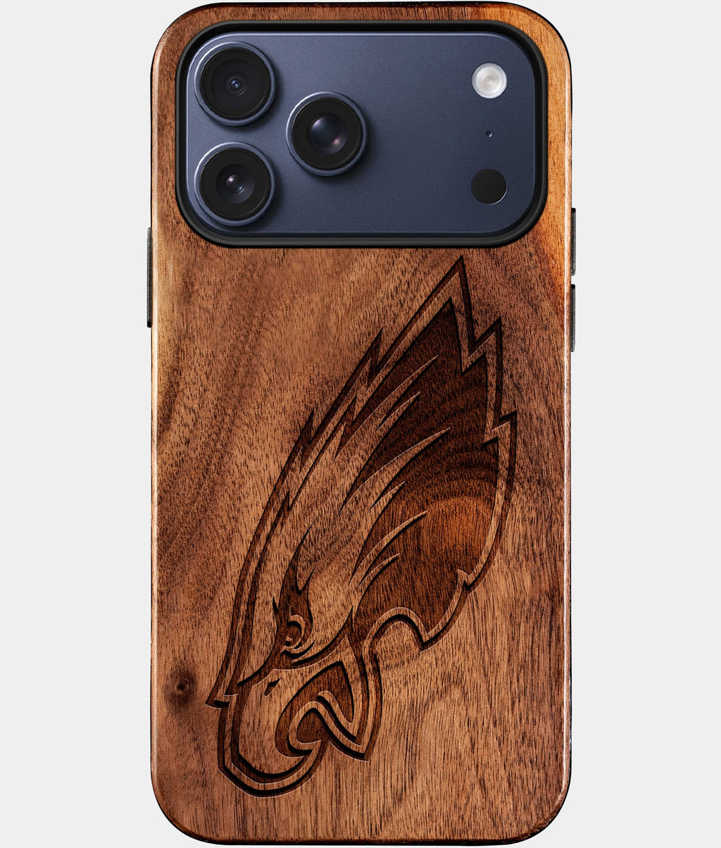 Custom Philadelphia Eagles iPhone 17/17 Pro/17 Pro Max/17 Air Case - Wood Eagles Cover - Eco-friendly Philadelphia Eagles iPhone 17 Case - Carved Wood Custom Philadelphia Eagles Gift For Him - Monogrammed Personalized iPhone 17 Cover By Aldergrove & Oak