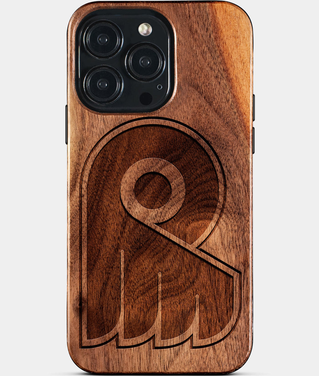 Custom Philadelphia Flyers iPhone 15/15 Pro/15 Pro Max/15 Plus Case - Wood Flyers Cover - Eco-friendly Philadelphia Flyers iPhone 15 Case - Carved Wood Custom Philadelphia Flyers Gift For Him - Monogrammed Personalized iPhone 15 Cover By Aldergrove & Oak