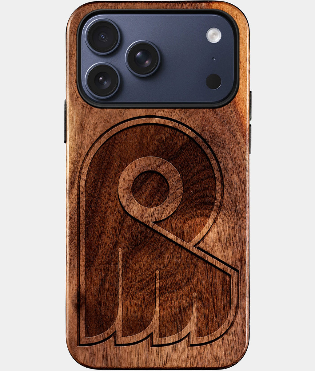 Custom Philadelphia Flyers iPhone 17/17 Pro/17 Pro Max/17 Air Case - Wood Flyers Cover - Eco-friendly Philadelphia Flyers iPhone 17 Case - Carved Wood Custom Philadelphia Flyers Gift For Him - Monogrammed Personalized iPhone 17 Cover By Aldergrove & Oak
