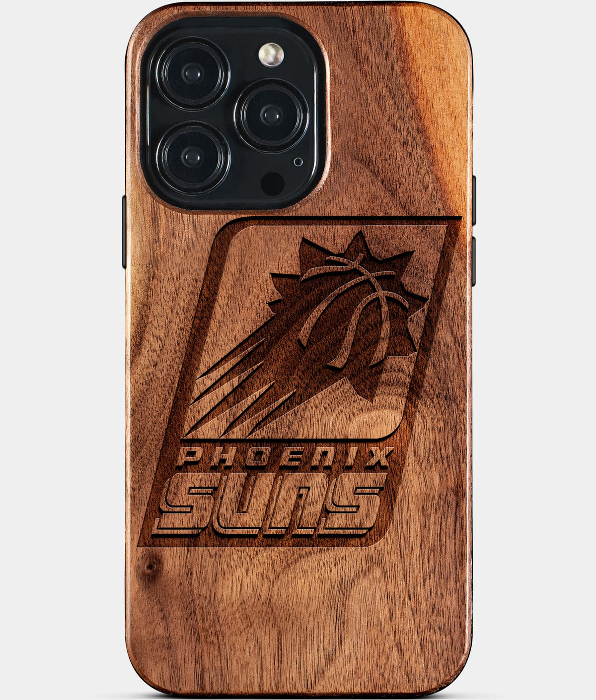 Custom Phoenix Suns iPhone 15/15 Pro/15 Pro Max/15 Plus Case - Wood Suns Cover - Eco-friendly Phoenix Suns iPhone 15 Case - Carved Wood Custom Phoenix Suns Gift For Him - Monogrammed Personalized iPhone 15 Cover By Aldergrove & Oak