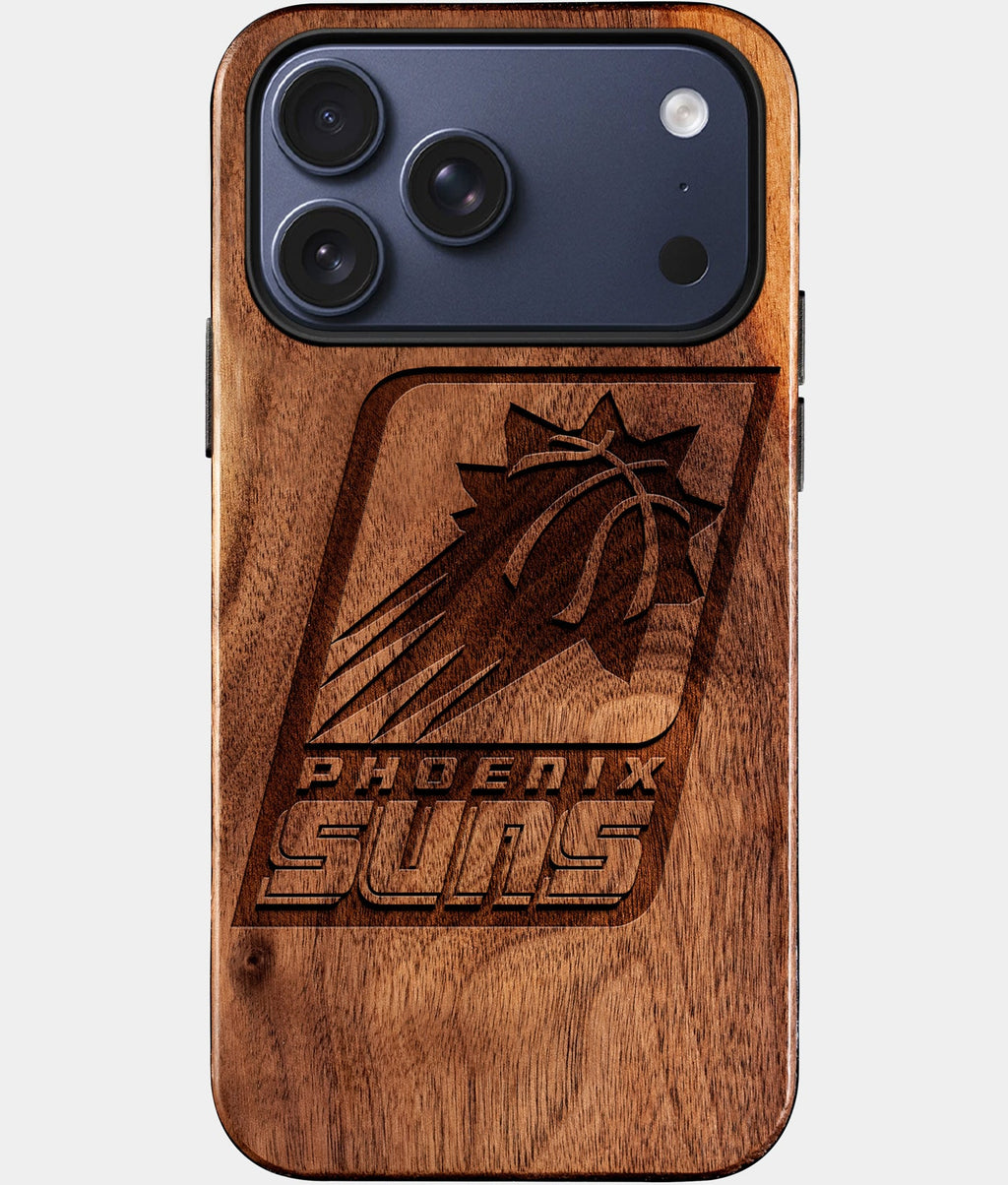 Custom Phoenix Suns iPhone 17/17 Pro/17 Pro Max/17 Air Case - Wood Suns Cover - Eco-friendly Phoenix Suns iPhone 17 Case - Carved Wood Custom Phoenix Suns Gift For Him - Monogrammed Personalized iPhone 17 Cover By Aldergrove & Oak