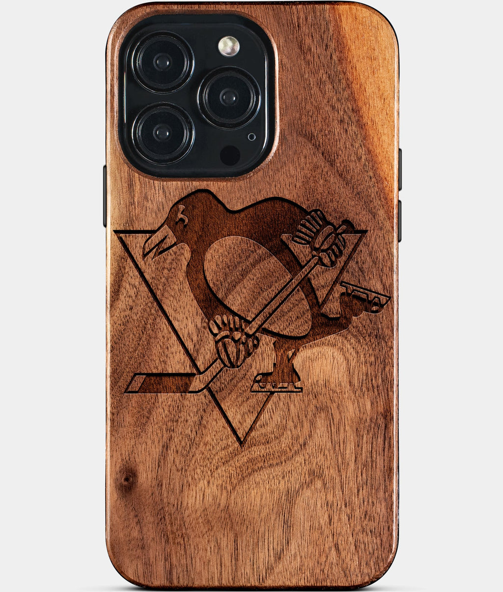 Custom Pittsburgh Penguins iPhone 15/15 Pro/15 Pro Max/15 Plus Case - Wood Penguins Cover - Eco-friendly Pittsburgh Penguins iPhone 15 Case - Carved Wood Custom Pittsburgh Penguins Gift For Him - Monogrammed Personalized iPhone 15 Cover By Aldergrove & Oak