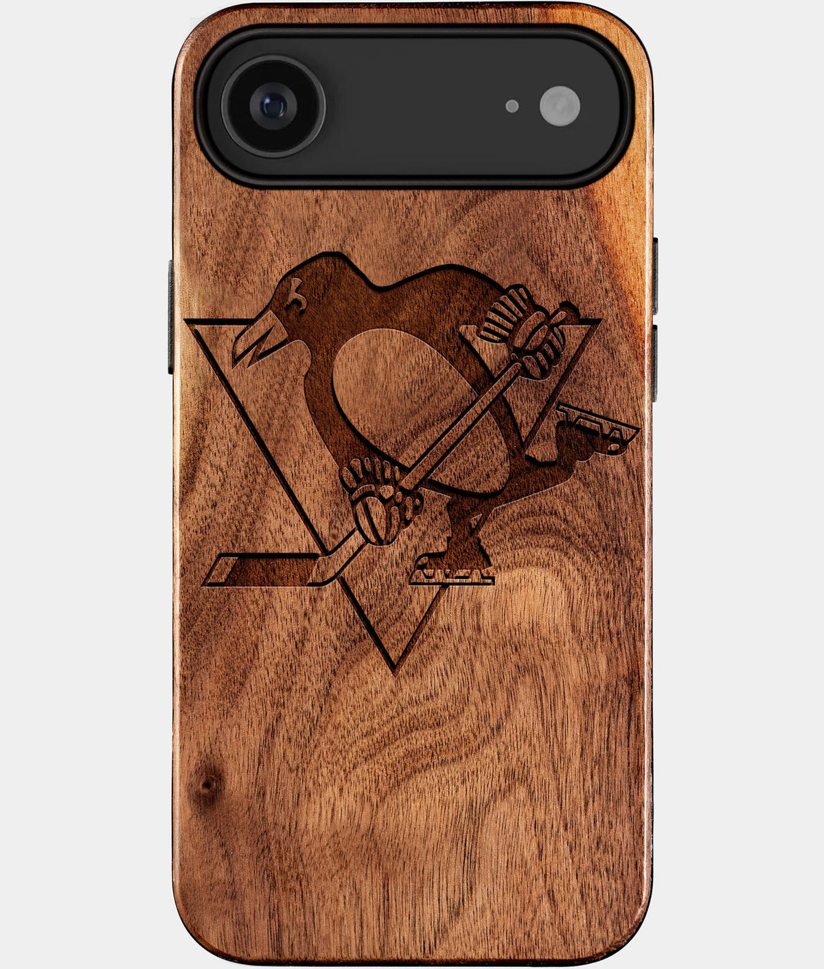 Eco-friendly Pittsburgh Penguins iPhone 17 Air Case - Carved Wood Custom Pittsburgh Penguins Gift For Him - Monogrammed Personalized iPhone 17 Air Cover By Aldergrove & Oak