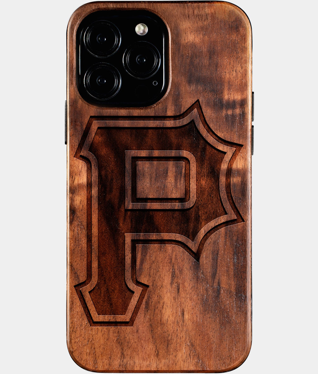 Custom Pittsburgh Pirates iPhone 16/16 Pro/16 Pro Max/16 Plus Case - Wood Pittsburgh Pirates Cover - Eco-friendly Pittsburgh Pirates iPhone 16 Case - Carved Wood Custom Pittsburgh Pirates Gift For Him - Monogrammed Personalized iPhone 16 Cover By Aldergrove & Oak