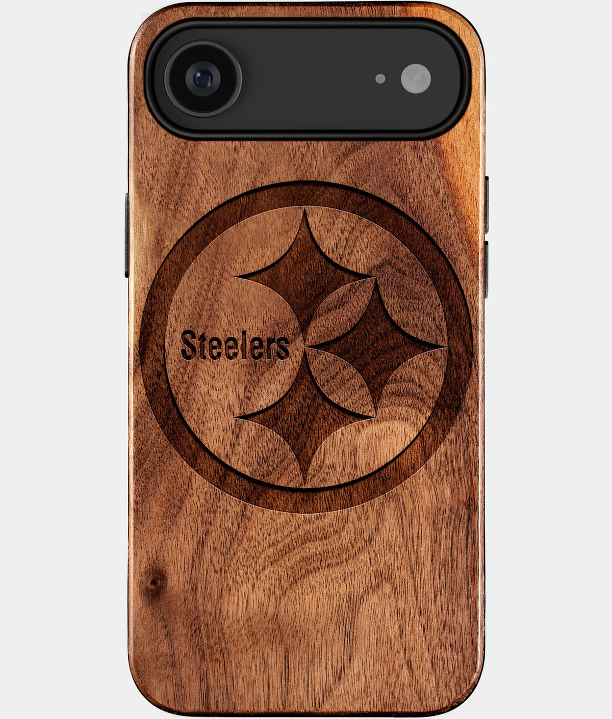 Eco-friendly Pittsburgh Steelers iPhone 17 Air Case - Carved Wood Custom Pittsburgh Steelers Gift For Him - Monogrammed Personalized iPhone 17 Air Cover By Aldergrove & Oak