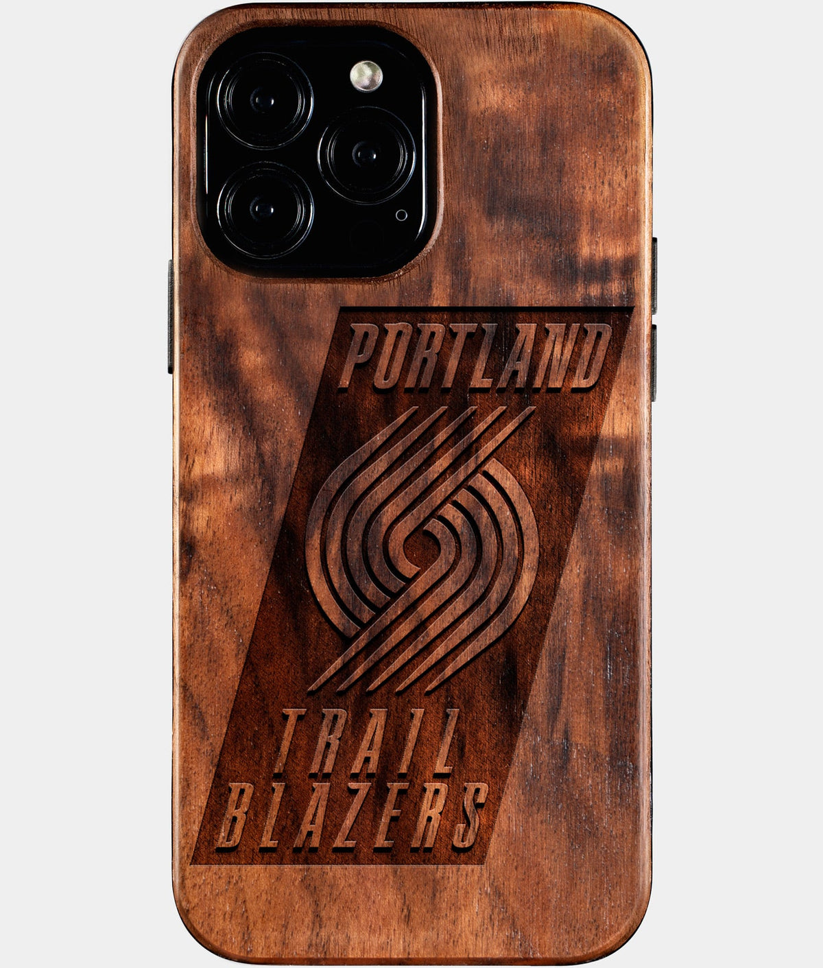 Custom Portland Trail Blazers iPhone 16/16 Pro/16 Pro Max/16 Plus Case - Wood TrailBlazers Cover - Eco-friendly Portland Trail Blazers iPhone 16 Case - Carved Wood Custom Portland Trail Blazers Gift For Him - Monogrammed Personalized iPhone 16 Cover By Aldergrove & Oak