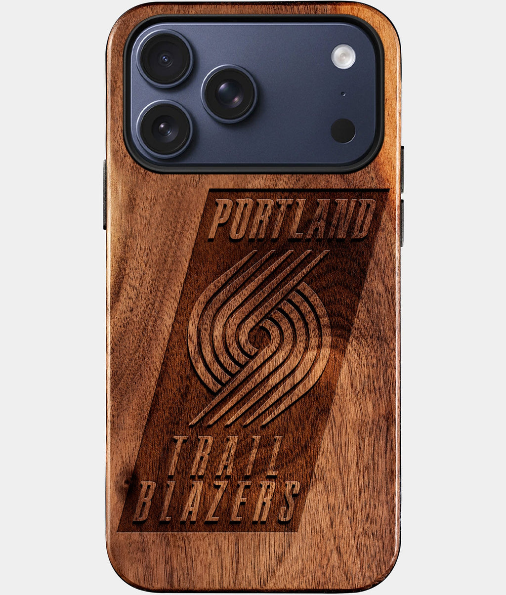 Custom Portland Trail Blazers iPhone 17/17 Pro/17 Pro Max/17 Air Case - Wood TrailBlazers Cover - Eco-friendly Portland Trail Blazers iPhone 17 Case - Carved Wood Custom Portland Trail Blazers Gift For Him - Monogrammed Personalized iPhone 17 Cover By Aldergrove & Oak