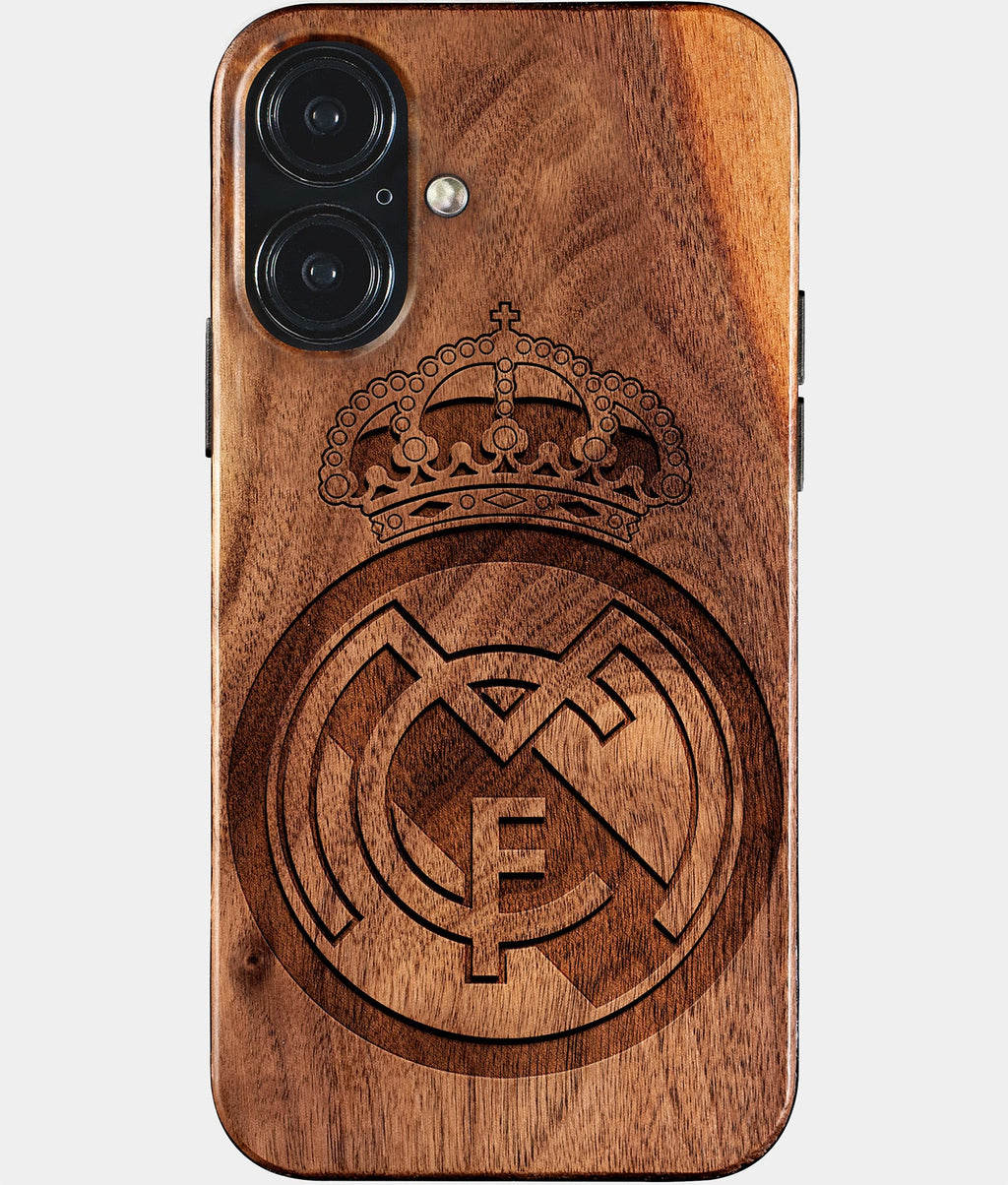 Eco-friendly Real Madrid Cf iPhone 17 Case - Carved Wood Custom Real Madrid Cf Gift For Him - Monogrammed Personalized iPhone 17 Cover By Aldergrove & Oak