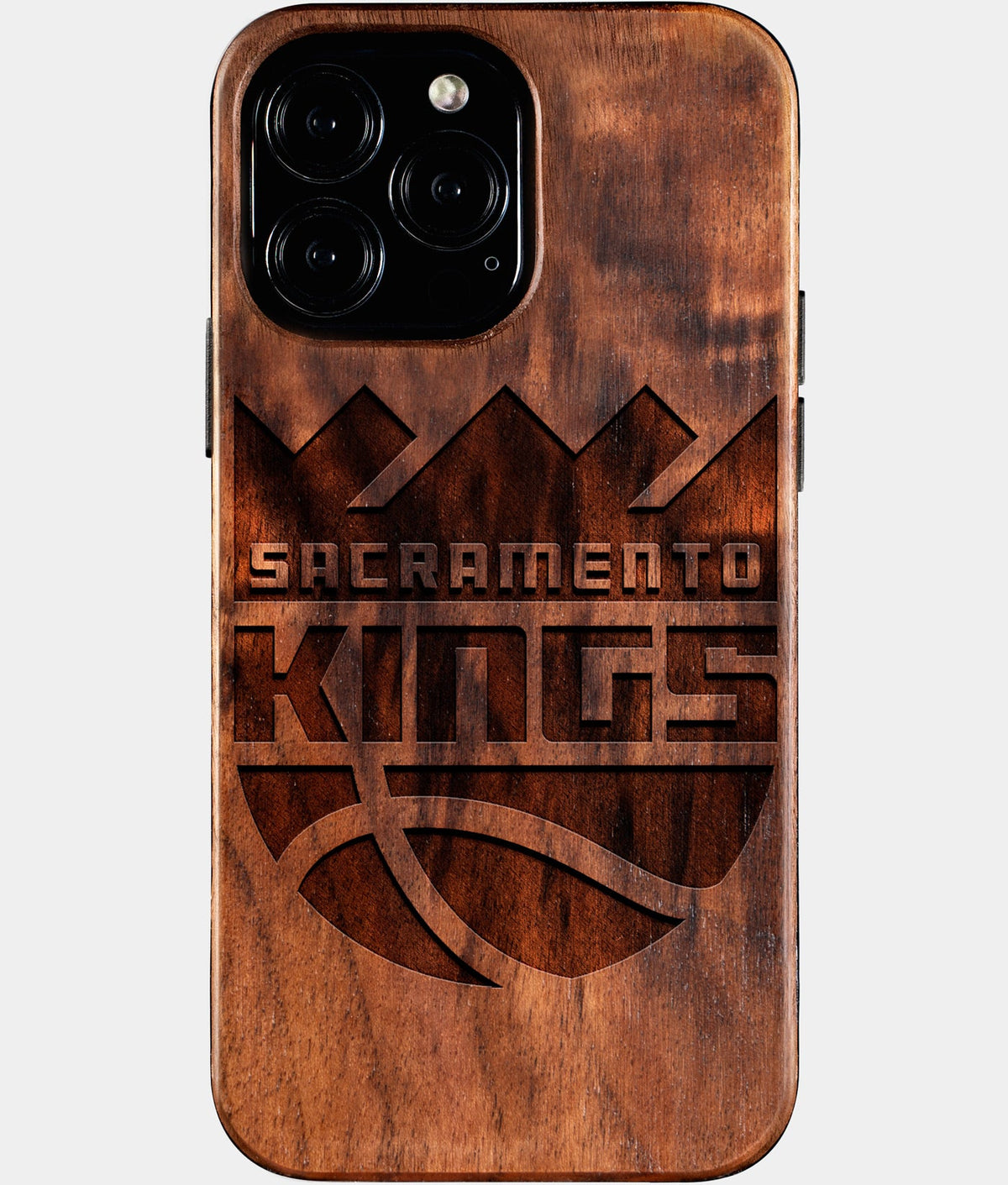Custom Sacramento Kings iPhone 16/16 Pro/16 Pro Max/16 Plus Case - Wood Kings Cover - Eco-friendly Sacramento Kings iPhone 16 Case - Carved Wood Custom Sacramento Kings Gift For Him - Monogrammed Personalized iPhone 16 Cover By Aldergrove & Oak