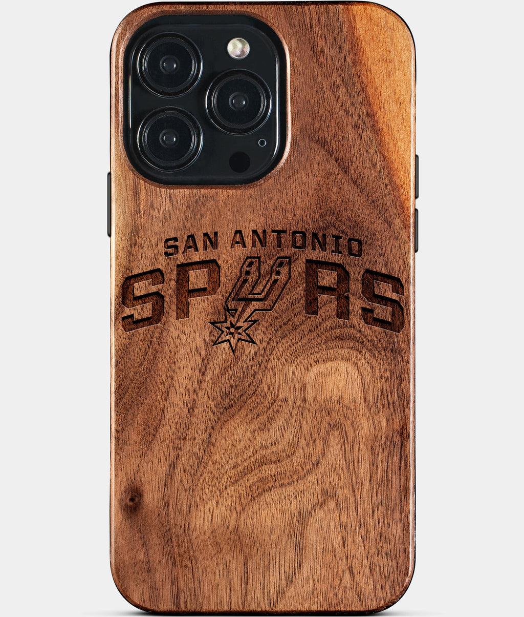Custom San Antonio Spurs iPhone 15/15 Pro/15 Pro Max/15 Plus Case - Wood Spurs Cover - Eco-friendly San Antonio Spurs iPhone 15 Case - Carved Wood Custom San Antonio Spurs Gift For Him - Monogrammed Personalized iPhone 15 Cover By Aldergrove & Oak