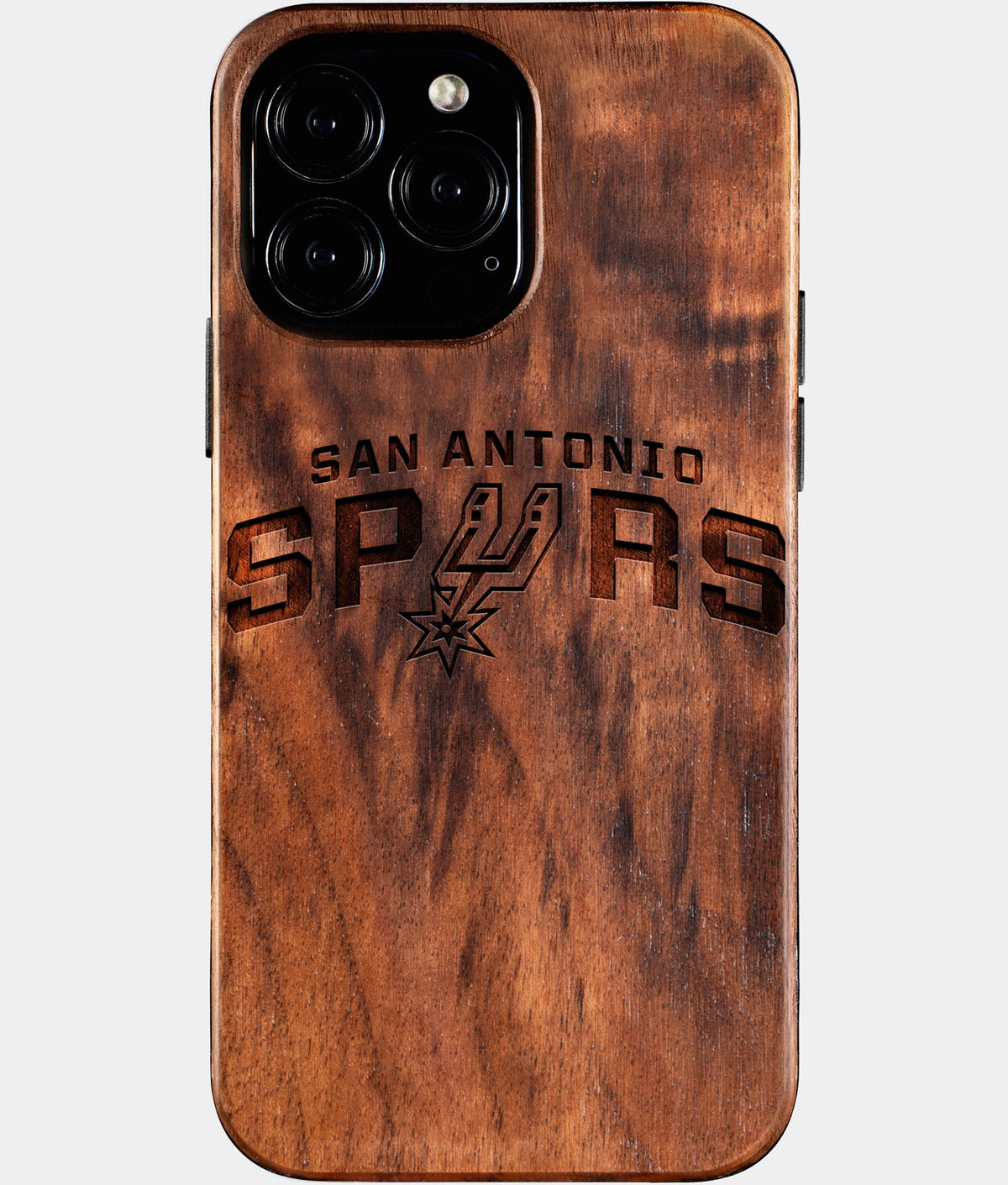 Custom San Antonio Spurs iPhone 16/16 Pro/16 Pro Max/16 Plus Case - Wood Spurs Cover - Eco-friendly San Antonio Spurs iPhone 16 Case - Carved Wood Custom San Antonio Spurs Gift For Him - Monogrammed Personalized iPhone 16 Cover By Aldergrove & Oak