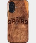 Eco-friendly San Antonio Spurs iPhone 17 Case - Carved Wood Custom San Antonio Spurs Gift For Him - Monogrammed Personalized iPhone 17 Cover By Aldergrove & Oak