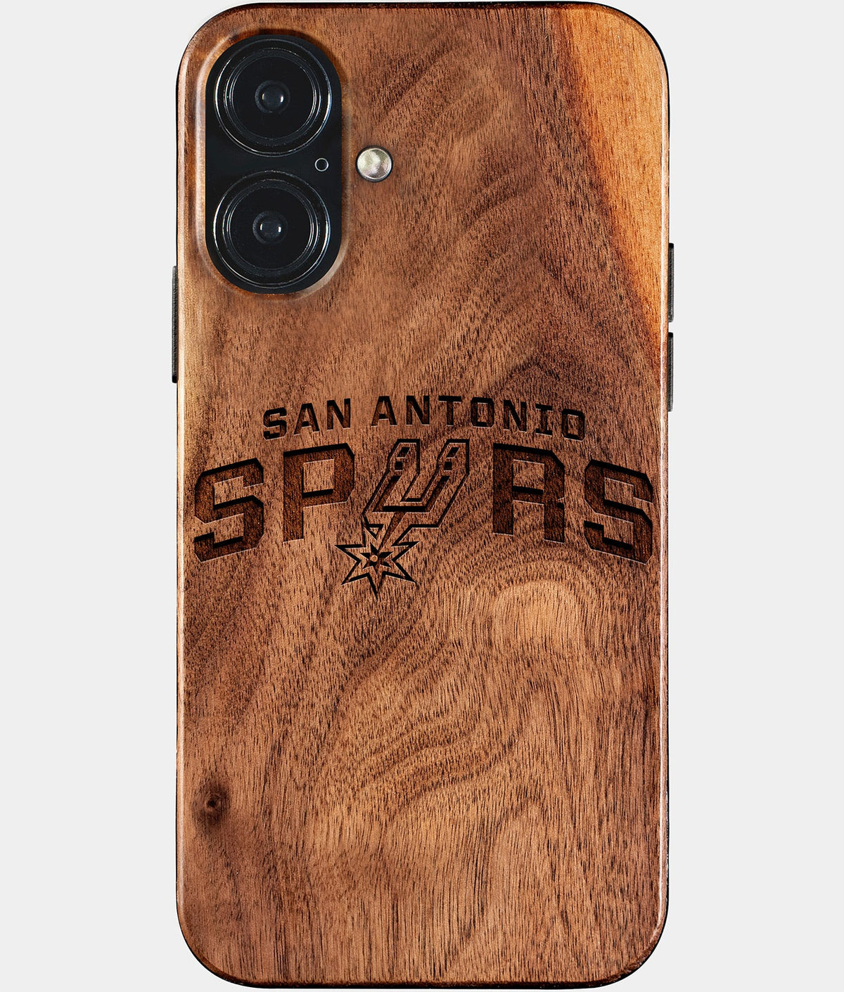 Eco-friendly San Antonio Spurs iPhone 17 Case - Carved Wood Custom San Antonio Spurs Gift For Him - Monogrammed Personalized iPhone 17 Cover By Aldergrove & Oak