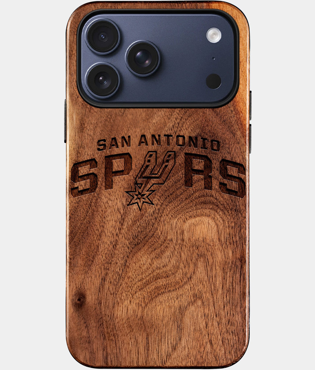 Custom San Antonio Spurs iPhone 17/17 Pro/17 Pro Max/17 Air Case - Wood Spurs Cover - Eco-friendly San Antonio Spurs iPhone 17 Case - Carved Wood Custom San Antonio Spurs Gift For Him - Monogrammed Personalized iPhone 17 Cover By Aldergrove & Oak