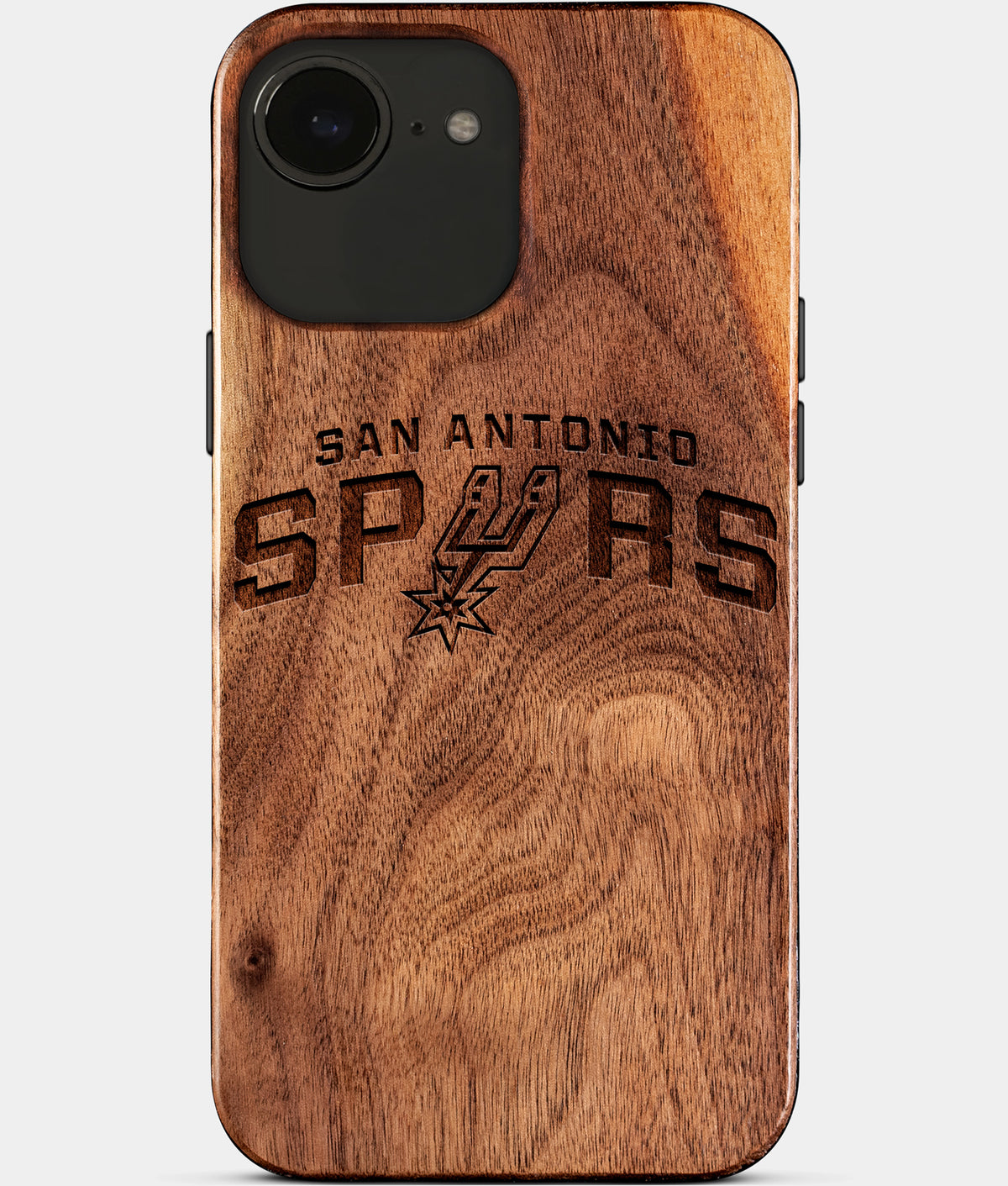 Eco-friendly San Antonio Spurs iPhone 17e Case - Carved Wood Custom San Antonio Spurs Gift For Him - Monogrammed Personalized iPhone 17e Cover By Aldergrove & Oak