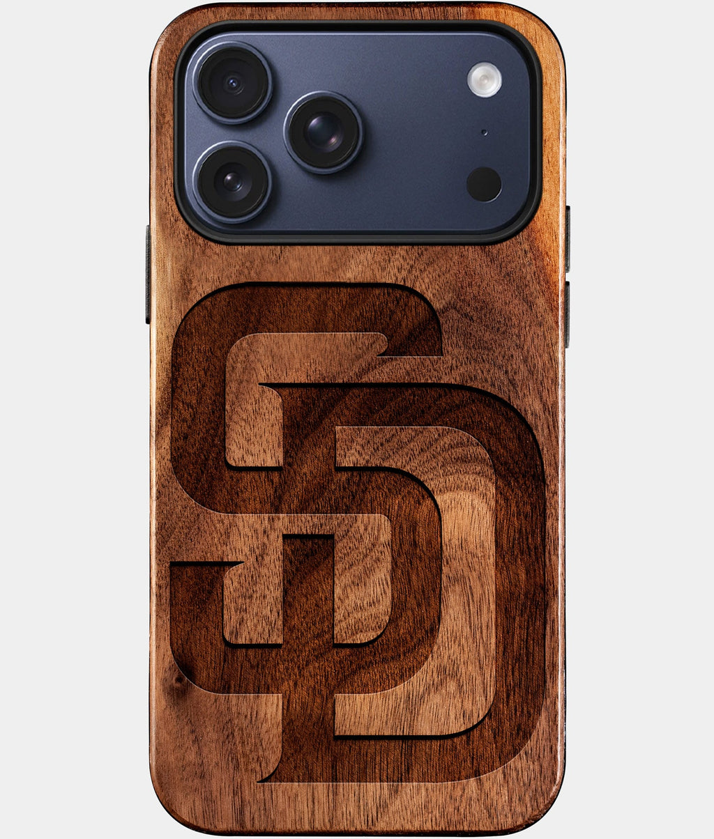 Custom San Diego Padres iPhone 17/17 Pro/17 Pro Max/17 Air Case - Wood Padres Cover - Eco-friendly San Diego Padres iPhone 17 Case - Carved Wood Custom San Diego Padres Gift For Him - Monogrammed Personalized iPhone 17 Cover By Aldergrove & Oak