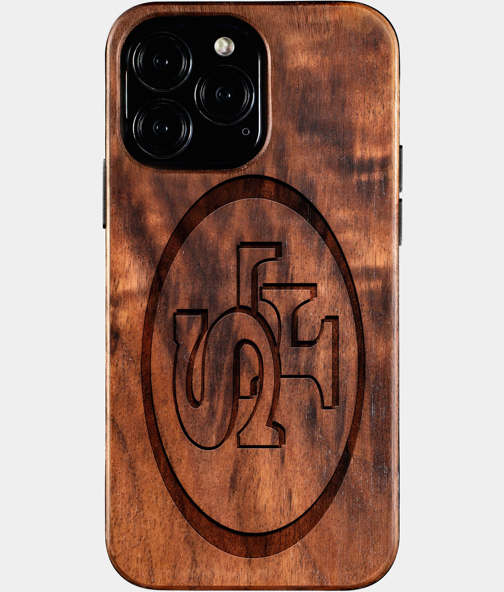Custom San Francisco 49ers iPhone 16/16 Pro/16 Pro Max/16 Plus Case - Wood 49ers Cover - Eco-friendly San Francisco 49Ers iPhone 16 Case - Carved Wood Custom San Francisco 49Ers Gift For Him - Monogrammed Personalized iPhone 16 Cover By Aldergrove & Oak