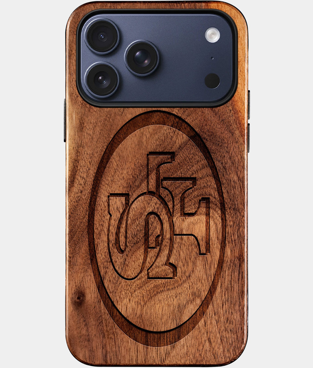 Custom San Francisco 49ers iPhone 17/17 Pro/17 Pro Max/17 Air Case - Wood 49ers Cover - Eco-friendly San Francisco 49Ers iPhone 17 Case - Carved Wood Custom San Francisco 49Ers Gift For Him - Monogrammed Personalized iPhone 17 Cover By Aldergrove & Oak