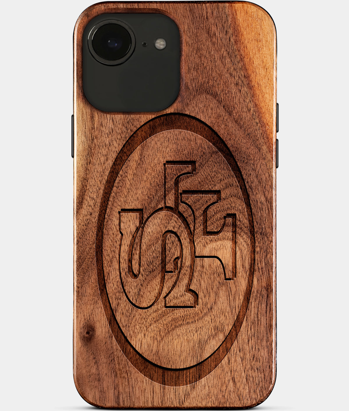 Eco-friendly San Francisco 49Ers iPhone 17e Case - Carved Wood Custom San Francisco 49Ers Gift For Him - Monogrammed Personalized iPhone 17e Cover By Aldergrove & Oak