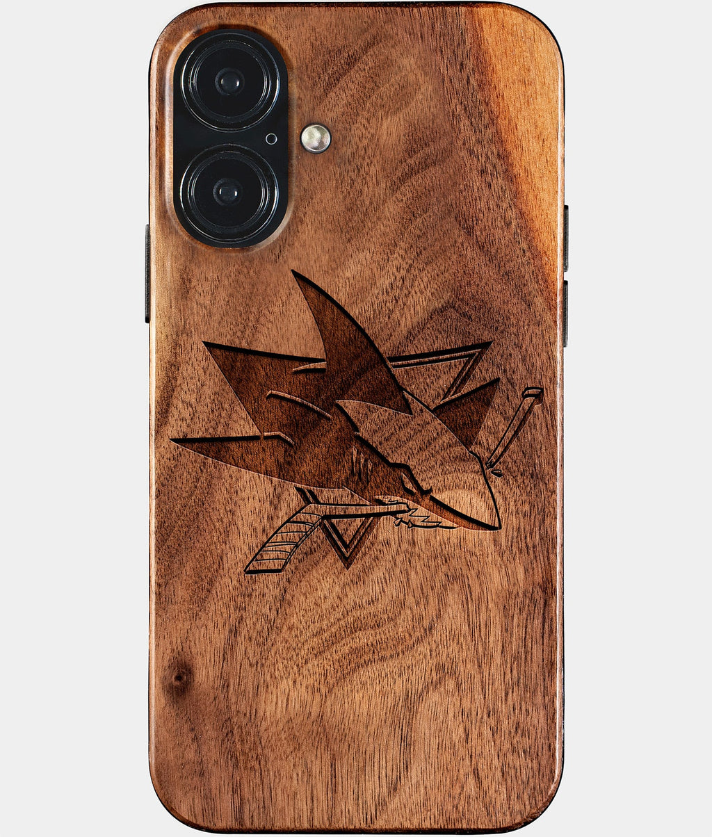 Eco-friendly San Jose Sharks iPhone 17 Case - Carved Wood Custom San Jose Sharks Gift For Him - Monogrammed Personalized iPhone 17 Cover By Aldergrove & Oak