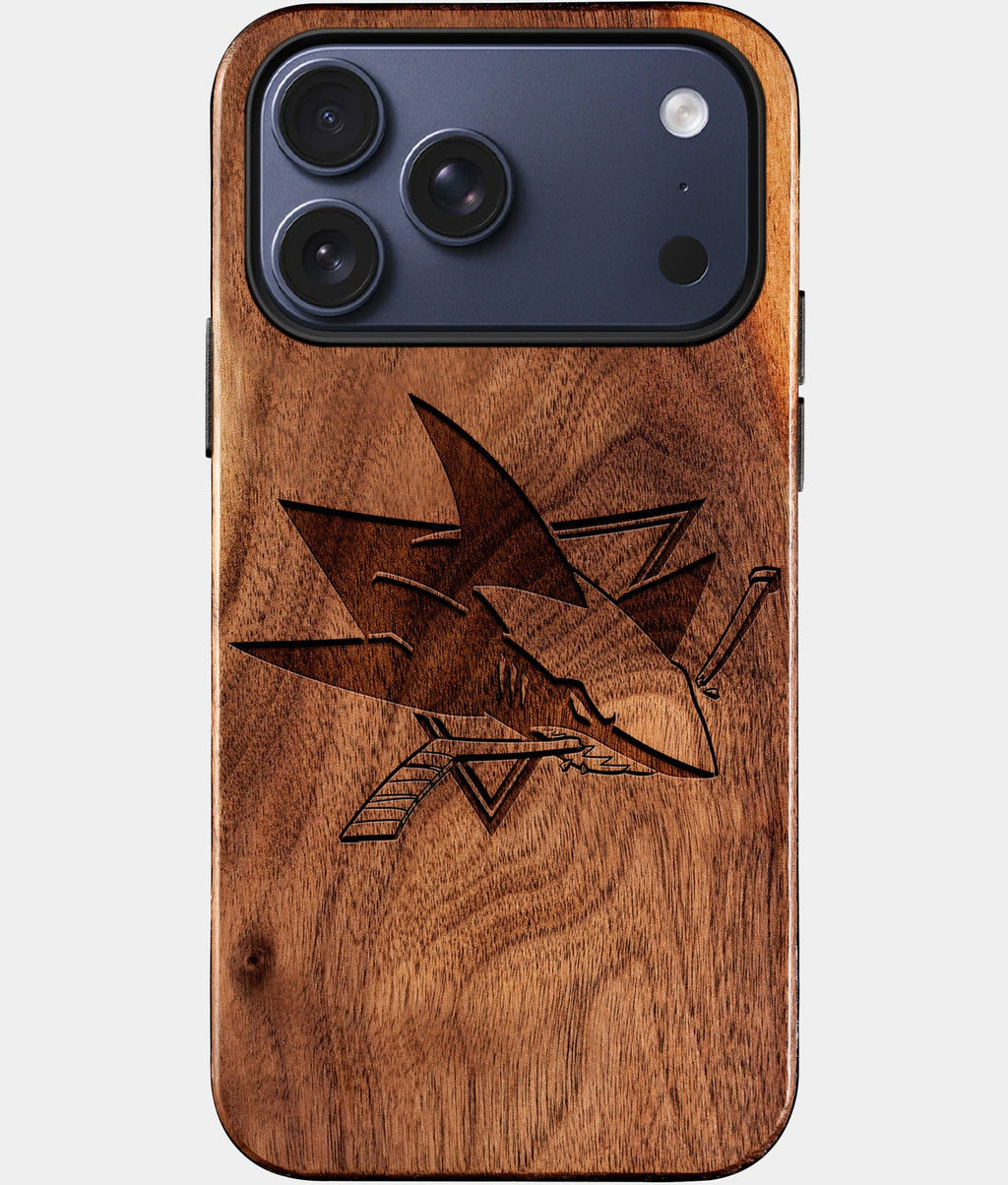 Custom San Jose Sharks iPhone 17/17 Pro/17 Pro Max/17 Air Case - Wood Sharks Cover - Eco-friendly San Jose Sharks iPhone 17 Case - Carved Wood Custom San Jose Sharks Gift For Him - Monogrammed Personalized iPhone 17 Cover By Aldergrove & Oak