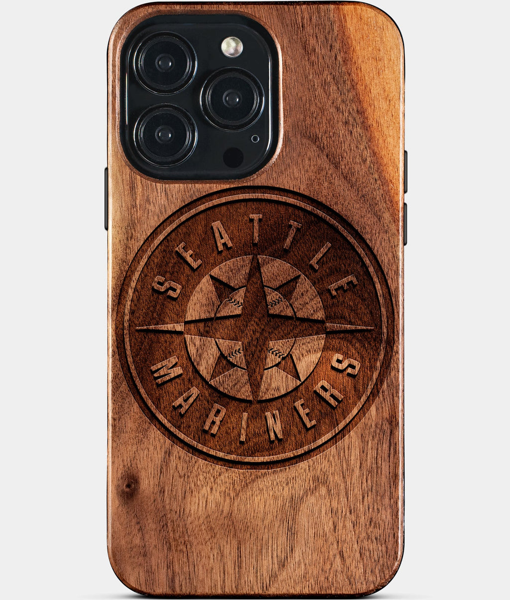 Custom Seattle Mariners iPhone 15/15 Pro/15 Pro Max/15 Plus Case - Wood Mariners Cover - Eco-friendly Seattle Mariners iPhone 15 Case - Carved Wood Custom Seattle Mariners Gift For Him - Monogrammed Personalized iPhone 15 Cover By Aldergrove & Oak
