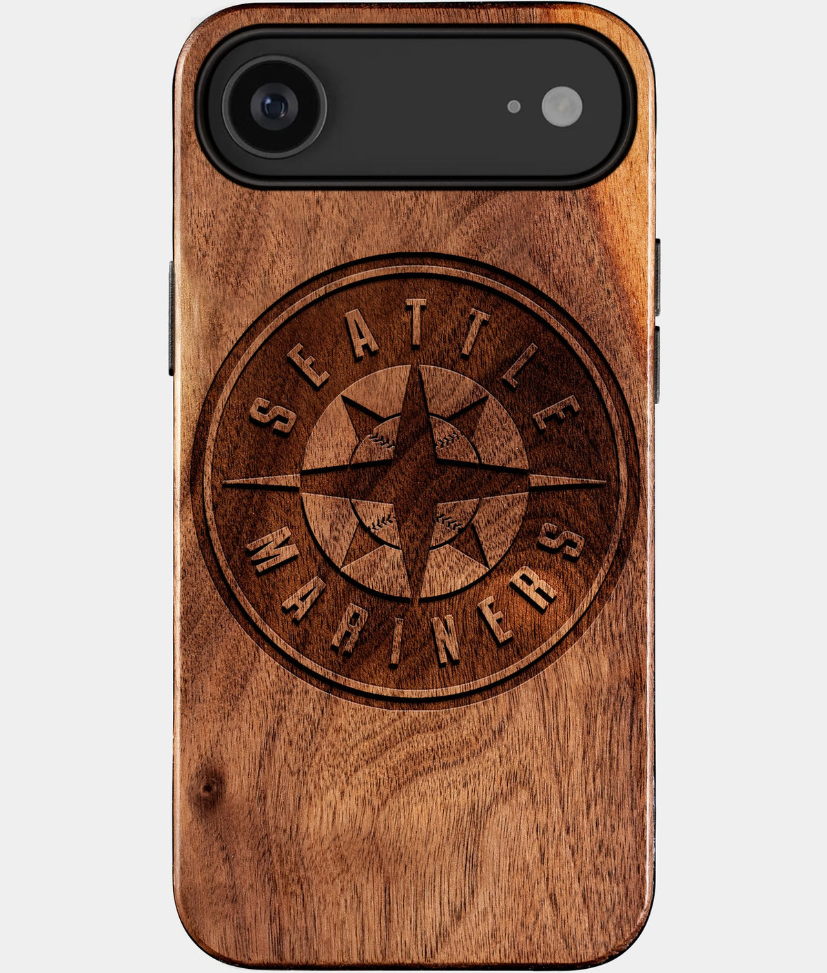 Eco-friendly Seattle Mariners iPhone 17 Air Case - Carved Wood Custom Seattle Mariners Gift For Him - Monogrammed Personalized iPhone 17 Air Cover By Aldergrove & Oak