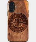 Eco-friendly Seattle Mariners iPhone 17 Case - Carved Wood Custom Seattle Mariners Gift For Him - Monogrammed Personalized iPhone 17 Cover By Aldergrove & Oak