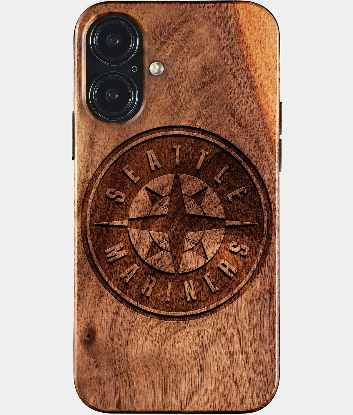 Eco-friendly Seattle Mariners iPhone 17 Case - Carved Wood Custom Seattle Mariners Gift For Him - Monogrammed Personalized iPhone 17 Cover By Aldergrove & Oak