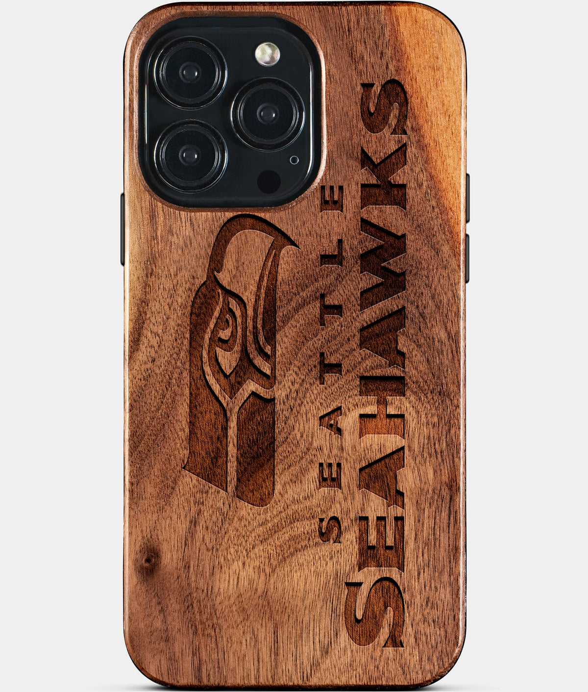 Custom Seattle Seahawks iPhone 15/15 Pro/15 Pro Max/15 Plus Case - Wood Seahawks Cover - Eco-friendly Seattle Seahawks iPhone 15 Case - Carved Wood Custom Seattle Seahawks Gift For Him - Monogrammed Personalized iPhone 15 Cover By Aldergrove & Oak