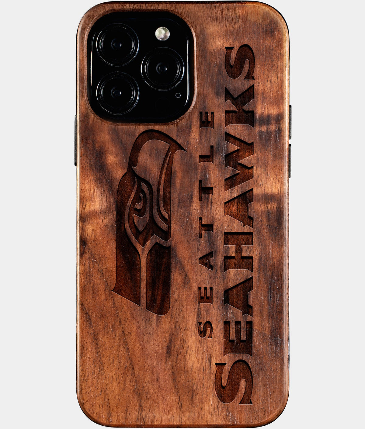 Custom Seattle Seahawks iPhone 16/16 Pro/16 Pro Max/16 Plus Case - Wood Seahawks Cover - Eco-friendly Seattle Seahawks iPhone 16 Case - Carved Wood Custom Seattle Seahawks Gift For Him - Monogrammed Personalized iPhone 16 Cover By Aldergrove & Oak