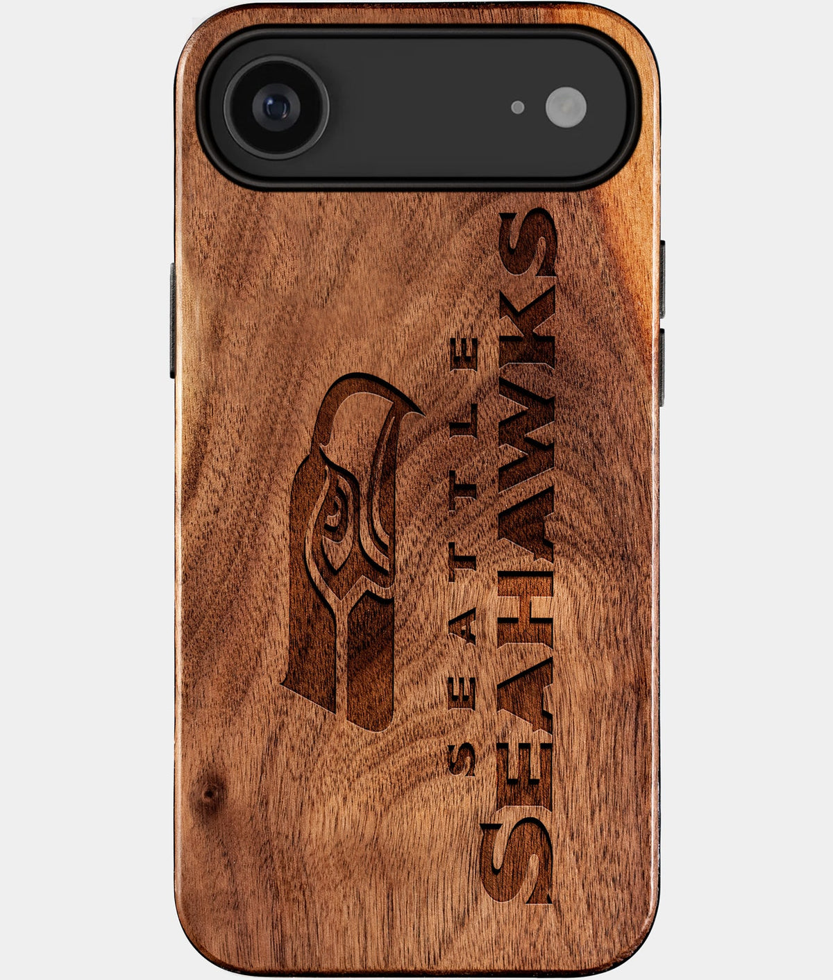 Eco-friendly Seattle Seahawks iPhone 17 Air Case - Carved Wood Custom Seattle Seahawks Gift For Him - Monogrammed Personalized iPhone 17 Air Cover By Aldergrove & Oak