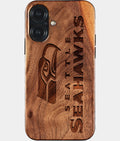 Eco-friendly Seattle Seahawks iPhone 17 Case - Carved Wood Custom Seattle Seahawks Gift For Him - Monogrammed Personalized iPhone 17 Cover By Aldergrove & Oak