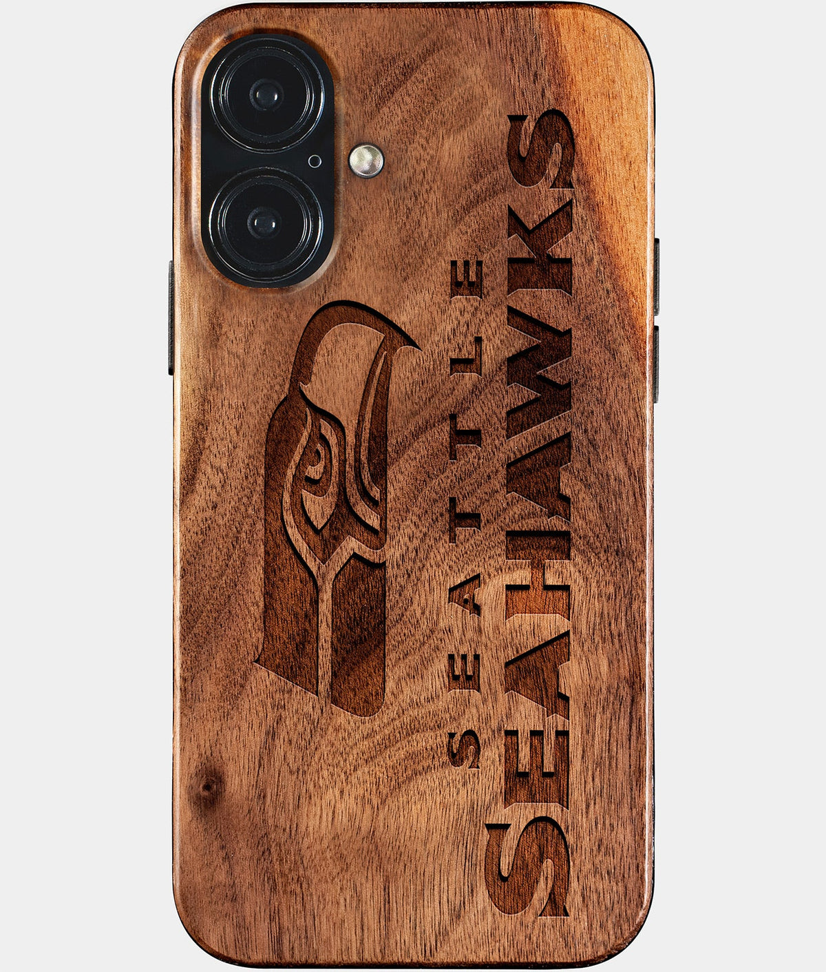 Eco-friendly Seattle Seahawks iPhone 17 Case - Carved Wood Custom Seattle Seahawks Gift For Him - Monogrammed Personalized iPhone 17 Cover By Aldergrove & Oak