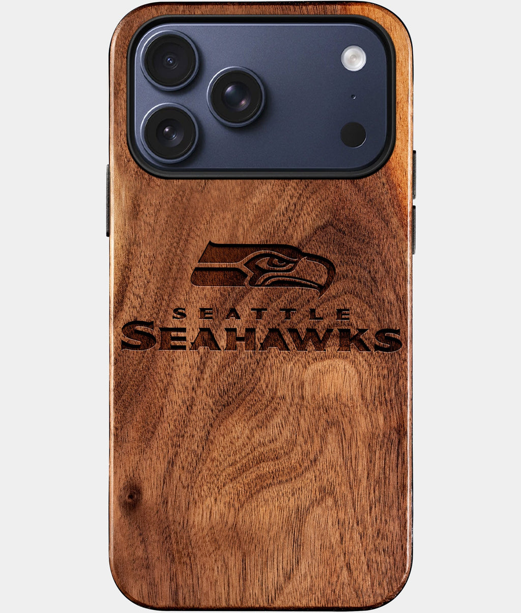 Custom Seattle Seahawks iPhone 17/17 Pro/17 Pro Max/17 Air Case - Wood Seahawks Cover - Eco-friendly Seattle Seahawks iPhone 17 Case - Carved Wood Custom Seattle Seahawks Gift For Him - Monogrammed Personalized iPhone 17 Cover By Aldergrove & Oak