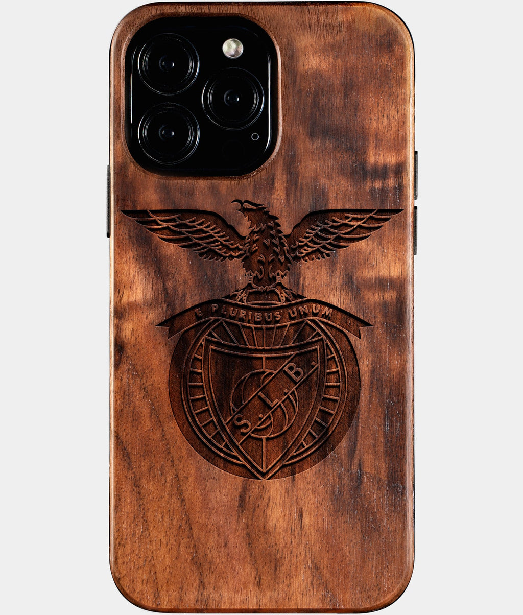 Custom S.L. Benfica iPhone 16/16 Pro/16 Pro Max/16 Plus Case - Wood S.L. Benfica Cover - Eco-friendly Sl Benfica iPhone 16 Case - Carved Wood Custom Sl Benfica Gift For Him - Monogrammed Personalized iPhone 16 Cover By Aldergrove & Oak