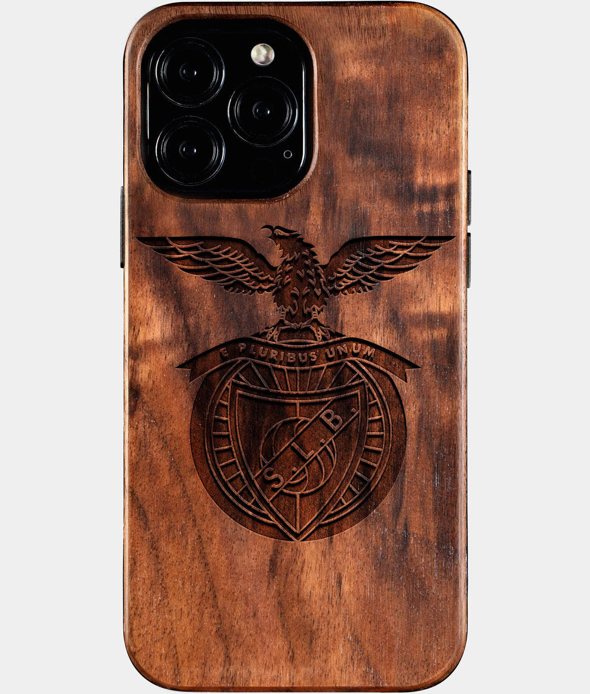Custom S.L. Benfica iPhone 16/16 Pro/16 Pro Max/16 Plus Case - Wood S.L. Benfica Cover - Eco-friendly Sl Benfica iPhone 16 Case - Carved Wood Custom Sl Benfica Gift For Him - Monogrammed Personalized iPhone 16 Cover By Aldergrove & Oak