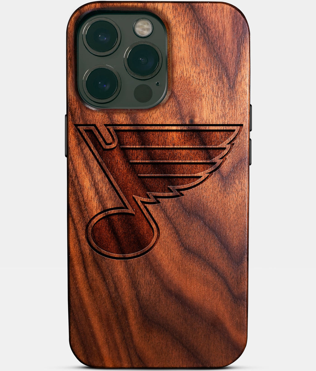 Custom St Louis Blues iPhone 14/14 Pro/14 Pro Max/14 Plus Case - Wood St Louis Blues Cover - Eco-friendly St Louis Blues iPhone 14 Case - Carved Wood Custom St Louis Blues Gift For Him - Monogrammed Personalized iPhone 14 Cover By Aldergrove & Oak